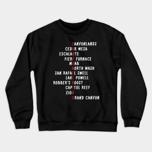 Utah Canyoneering Locations Acrostic (White) Crewneck Sweatshirt